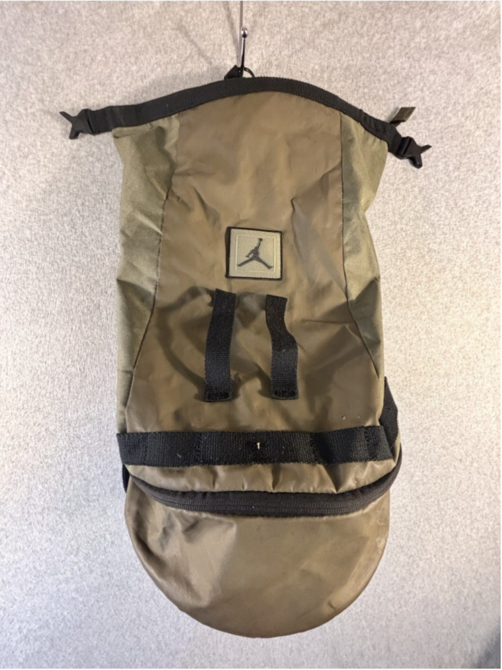Air Jordan Jumpman Roll Top Backpack Olive Green Black Shoe Compartment